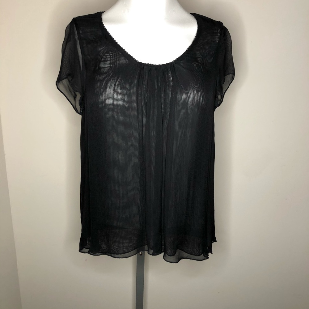 Joe’s Jeans Black Sheer Double Layer Top